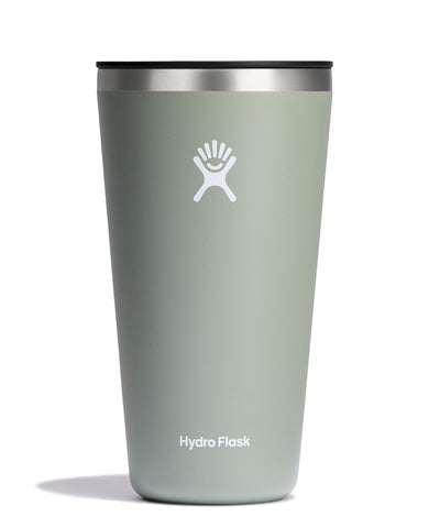 Hydro Flask tumbler front view showing lid and insulation for long-lasting temperature