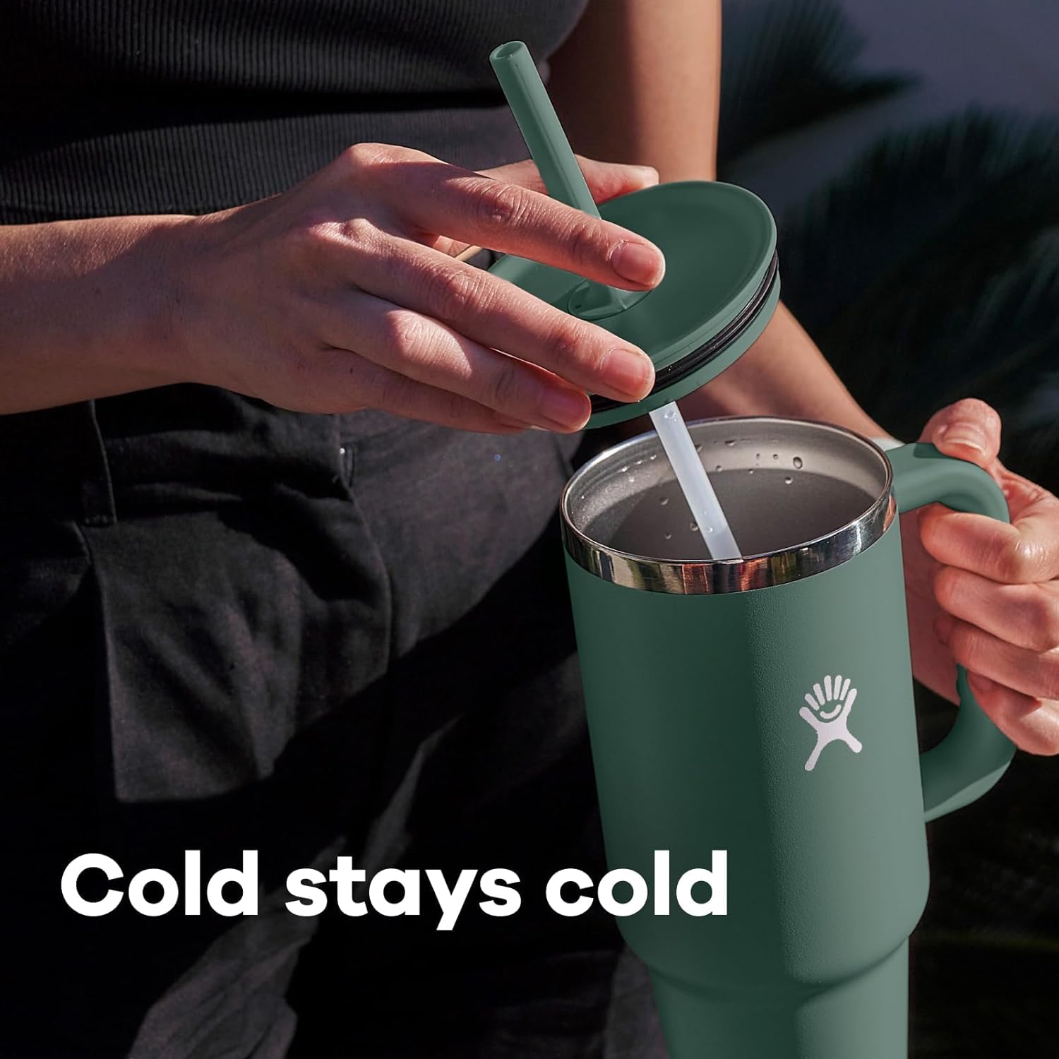 Hydro Flask held by hand to show ergonomic handle comfort