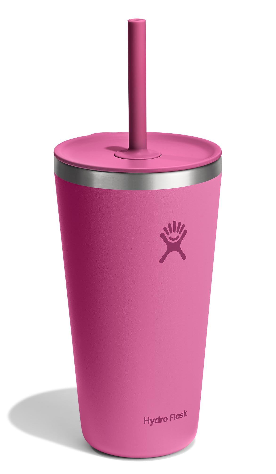 Hydro Flask side profile in a car cupholder demonstrating secure fit