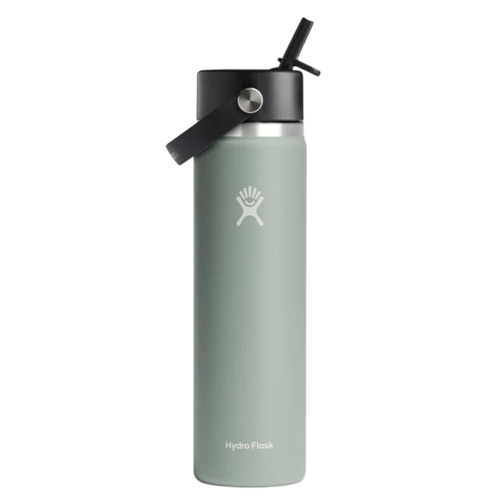 Hydro Flask front view showing agave color and leakproof Flex Straw Cap benefit