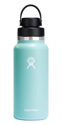 Hydro Flask bottle in Dew showing front profile, durable stainless steel and leakproof benefit