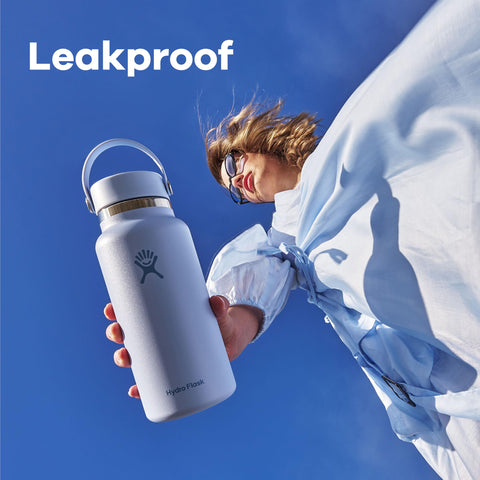 Hydro Flask wide mouth with ice cubes showing easy filling and chilled beverage benefit