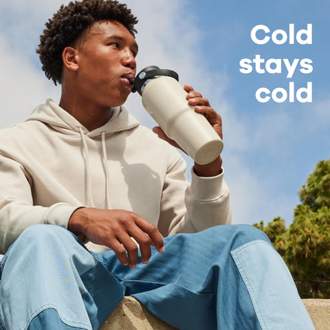 Hydro Flask wide mouth with ice showing easy ice insertion and lasting cold