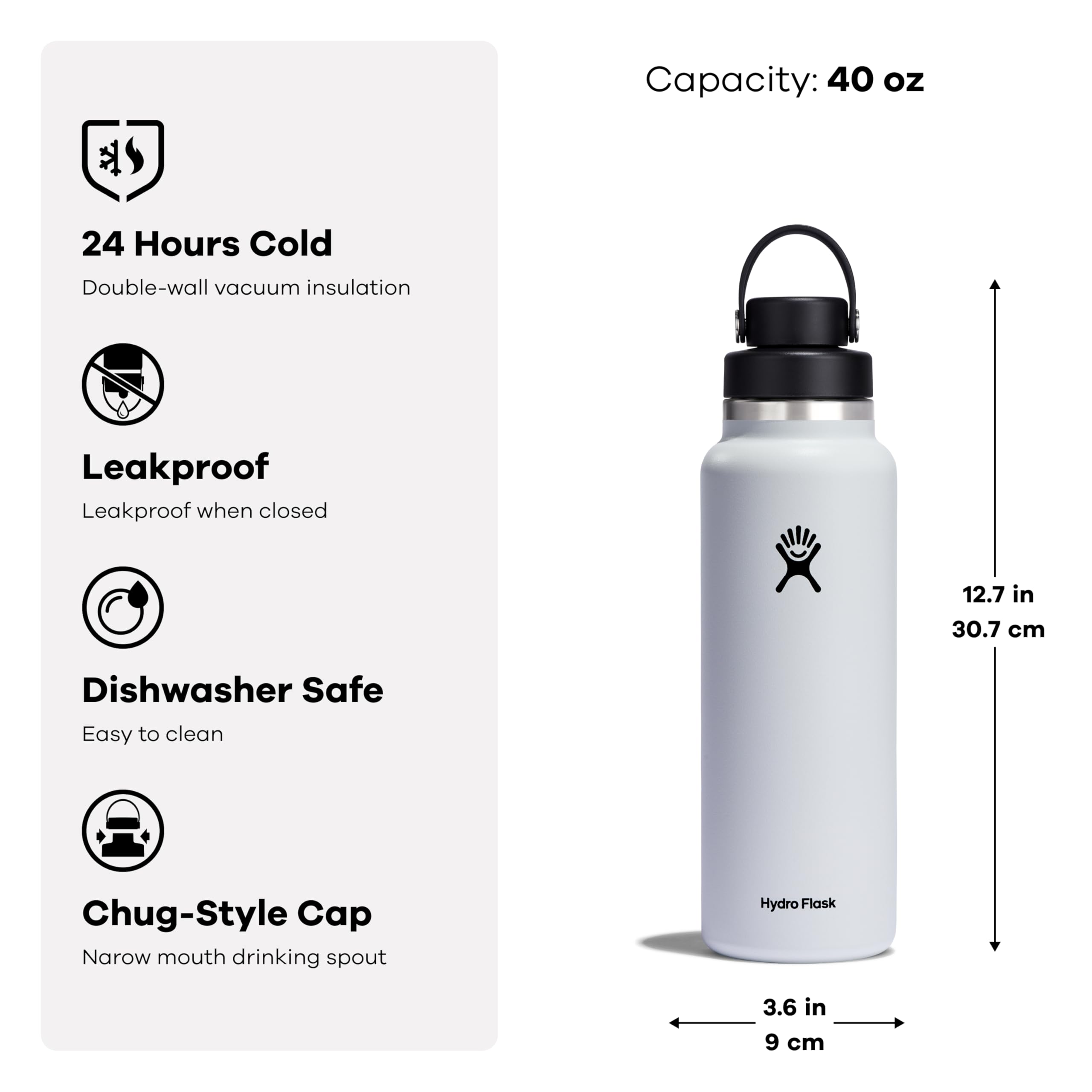 Hydro Flask wide mouth with ice inside illustrating longer cold retention