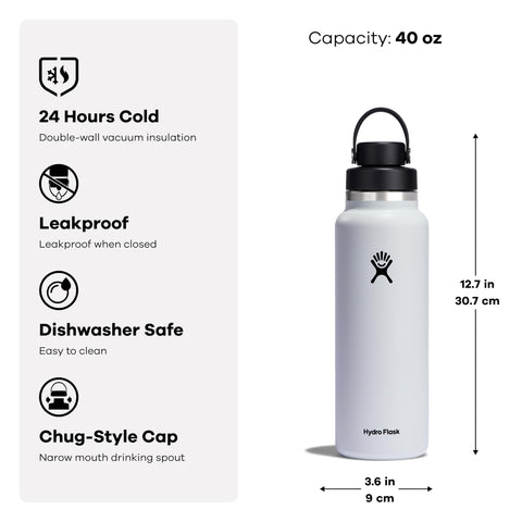 Hydro Flask wide mouth with ice inside illustrating longer cold retention
