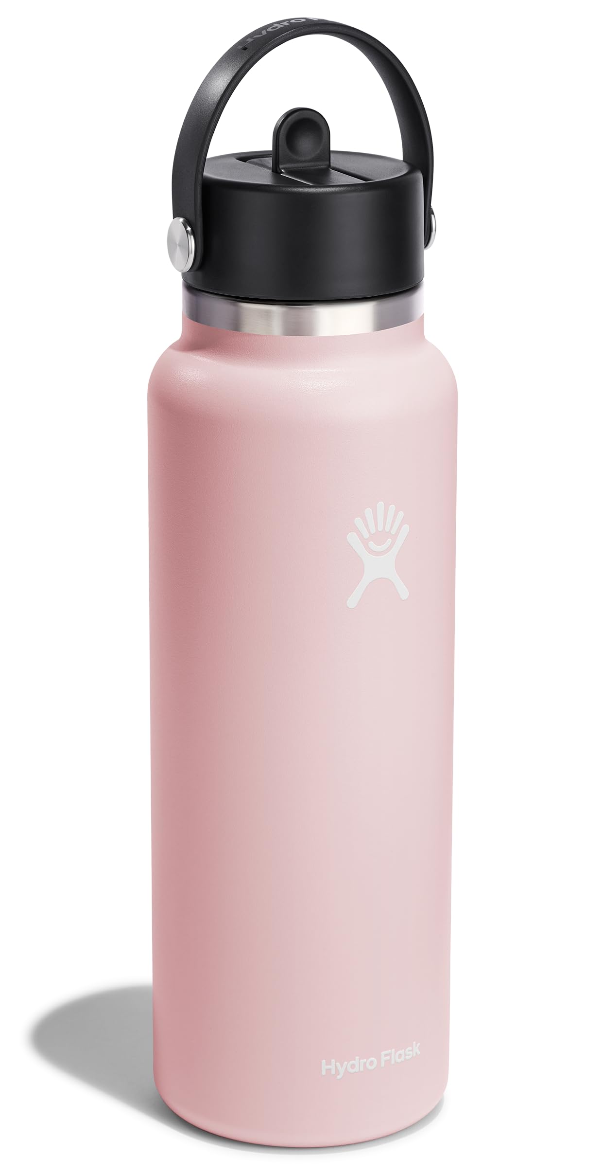 Hydro Flask wide mouth top-down view with ice cubes highlighting easy filling and larger opening