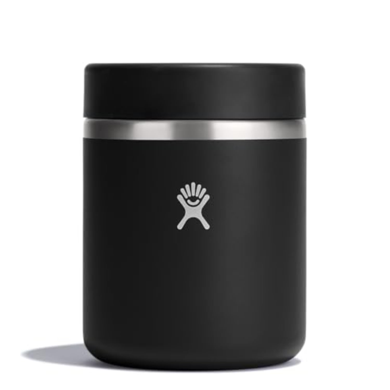 Hydro Flask front view of black 28 oz jar showing compact shape and finish