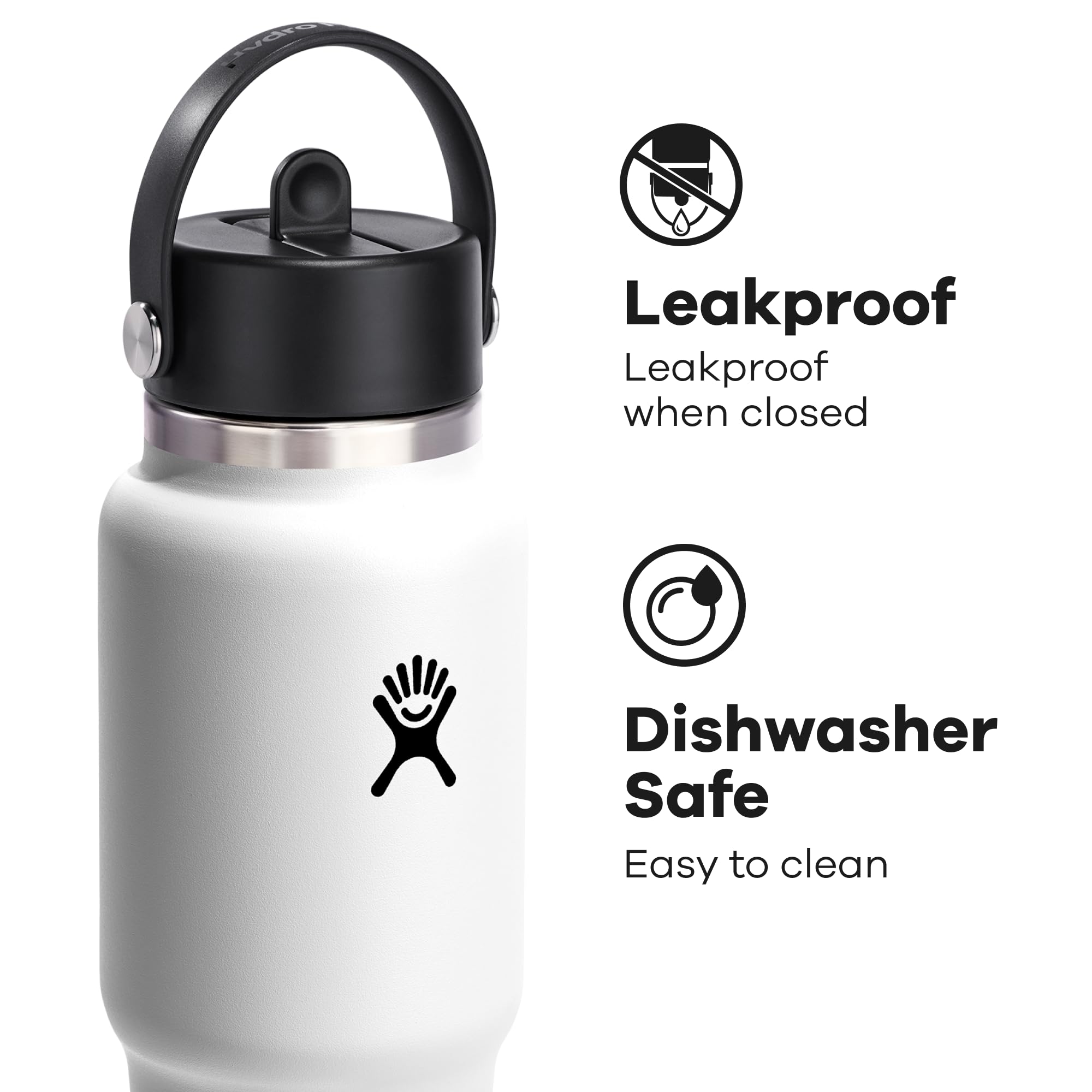 Hydro Flask wide mouth with ice cubes, showing long-lasting cold benefit