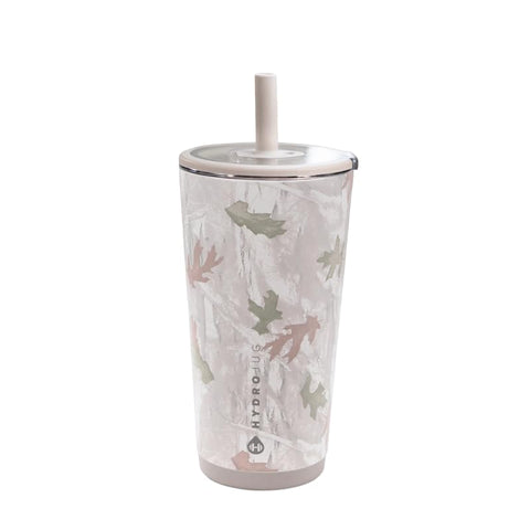 HydroJug camo front view showing sleek tumbler and easy grip