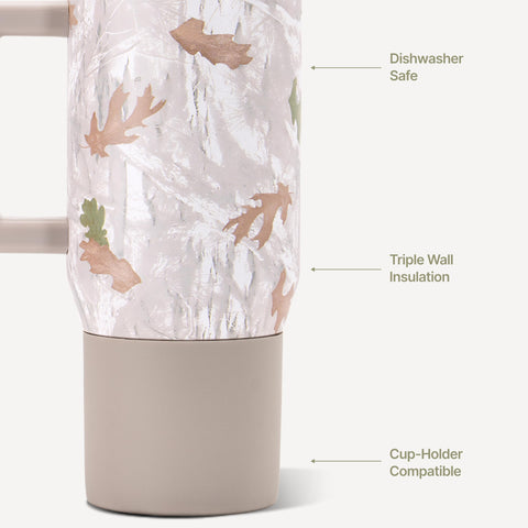 HydroJug flip-top soft-touch lid detail for one-handed, leak-resistant sipping