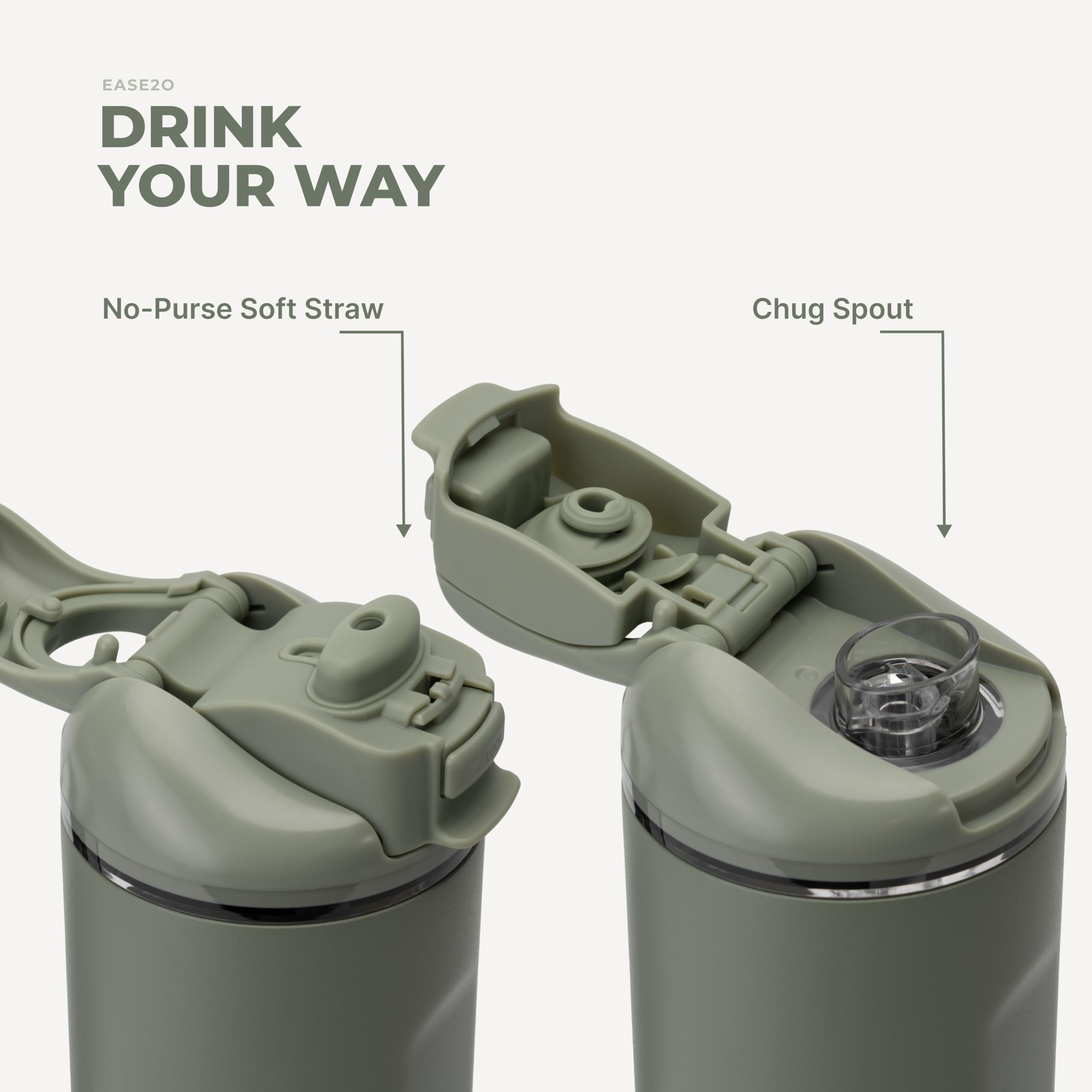 HydroJug Ease2o soft-touch carry loop and cap for comfortable grab-and-go benefit
