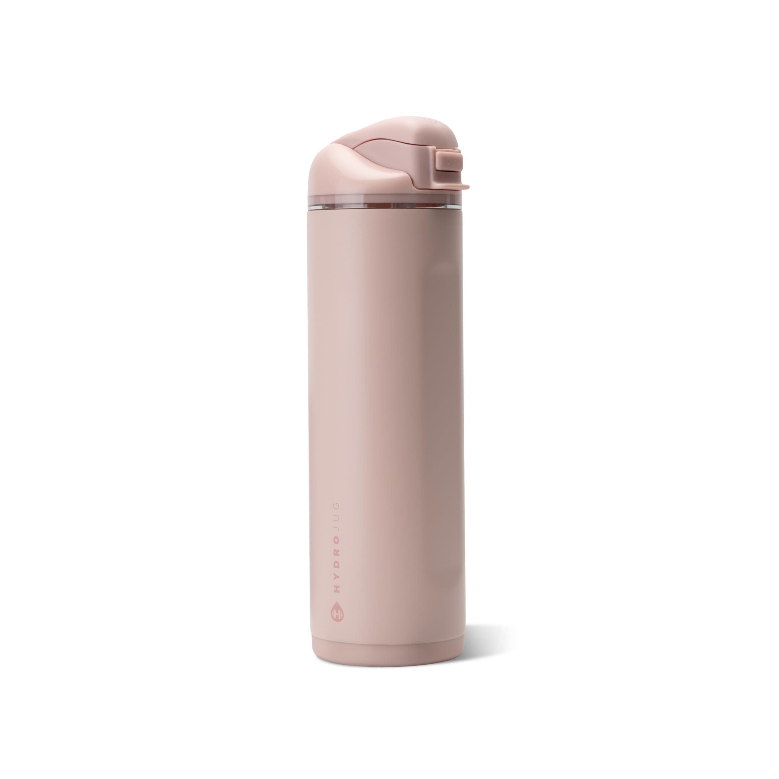 HydroJug Ease2o front view in Dusty Rose showing compact insulated bottle and label benefit: easy cold hydration