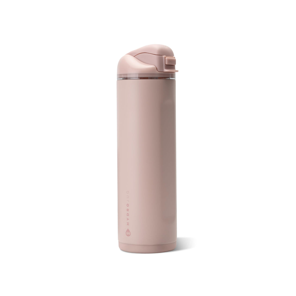HydroJug Ease2o front view in Dusty Rose showing compact insulated bottle and label benefit: easy cold hydration