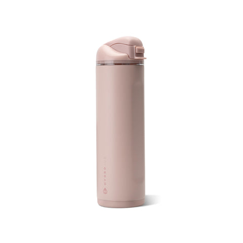 HydroJug Ease2o front view in Dusty Rose showing compact insulated bottle and label benefit: easy cold hydration