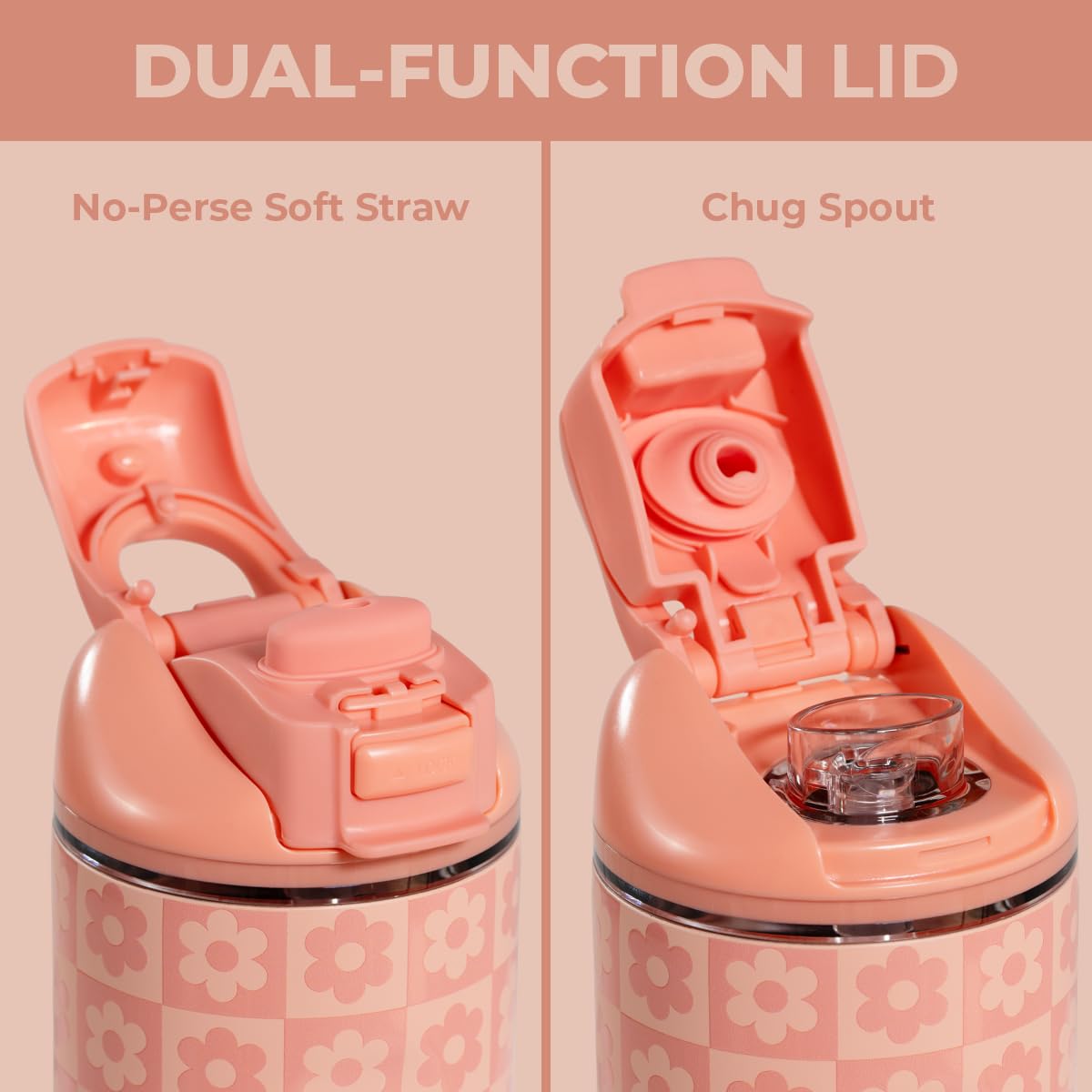 Child drinking from HydroJug Ease2o straw demonstrating soft-sip comfort and spill control