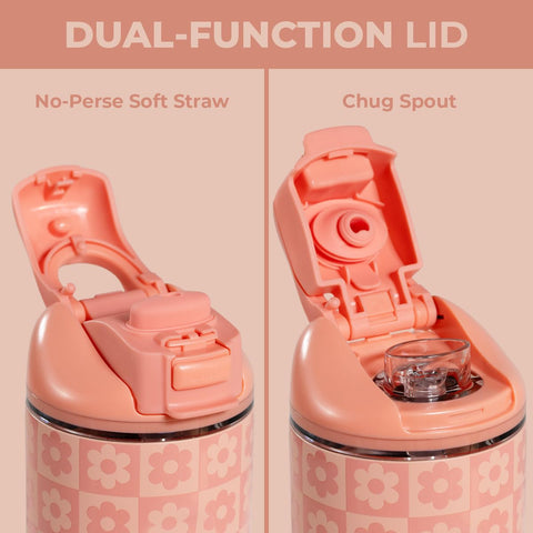 Child drinking from HydroJug Ease2o straw demonstrating soft-sip comfort and spill control