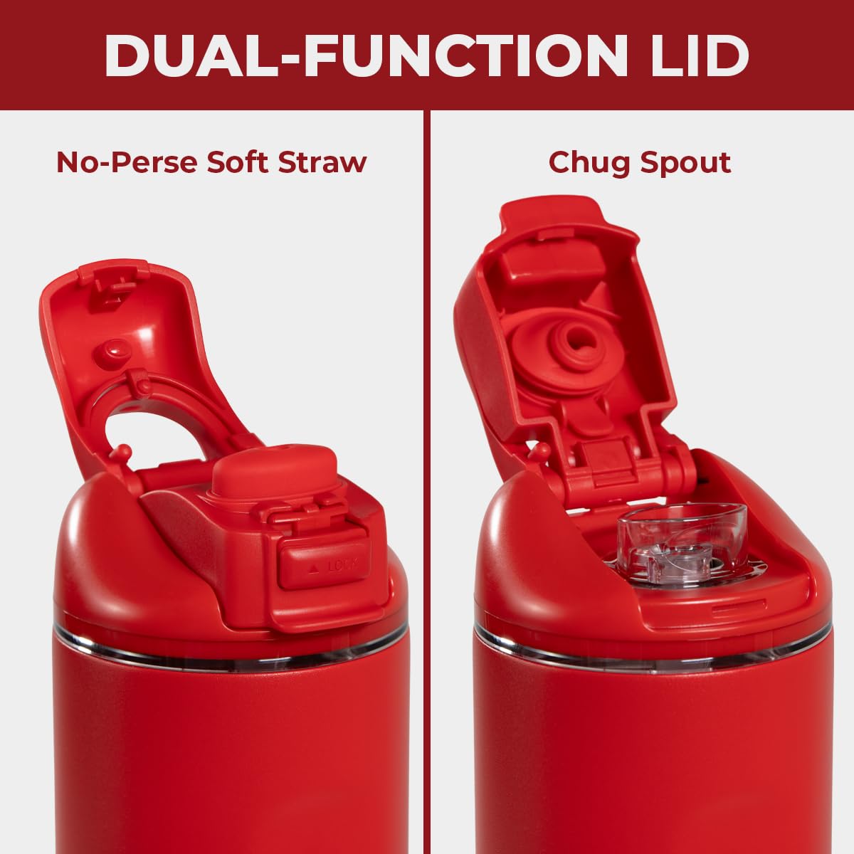 HydroJug Ease2o held in hand using straw mode, demonstrating comfortable one-handed sipping benefit