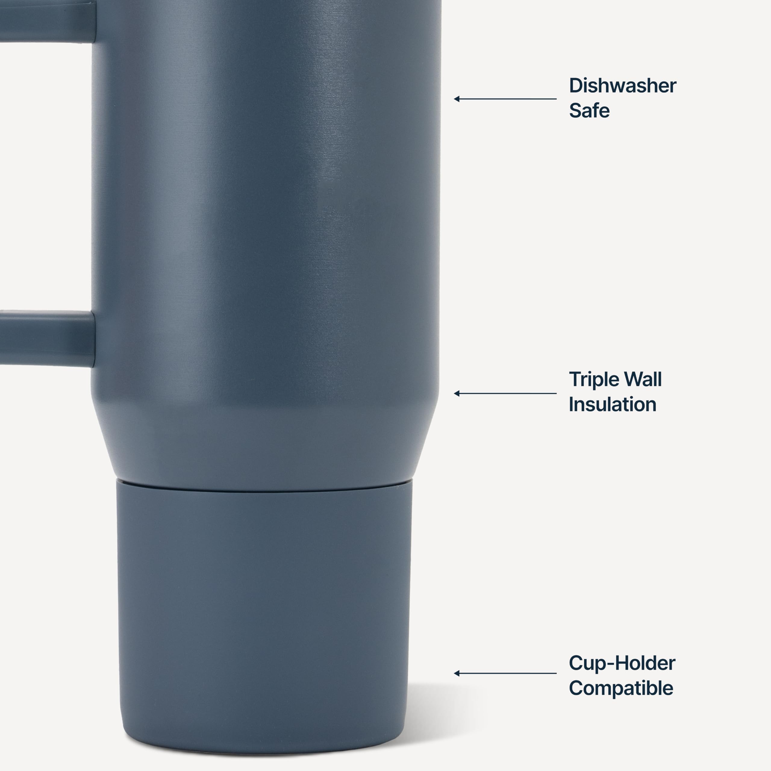 HydroJug soft-touch flip lid detail preventing spills during travel