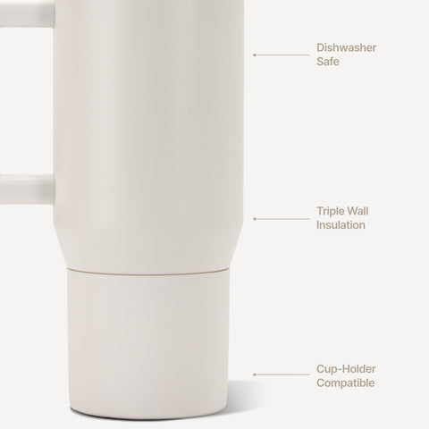 HydroJug flip-top lid detail for leak resistance and one-handed sipping benefit