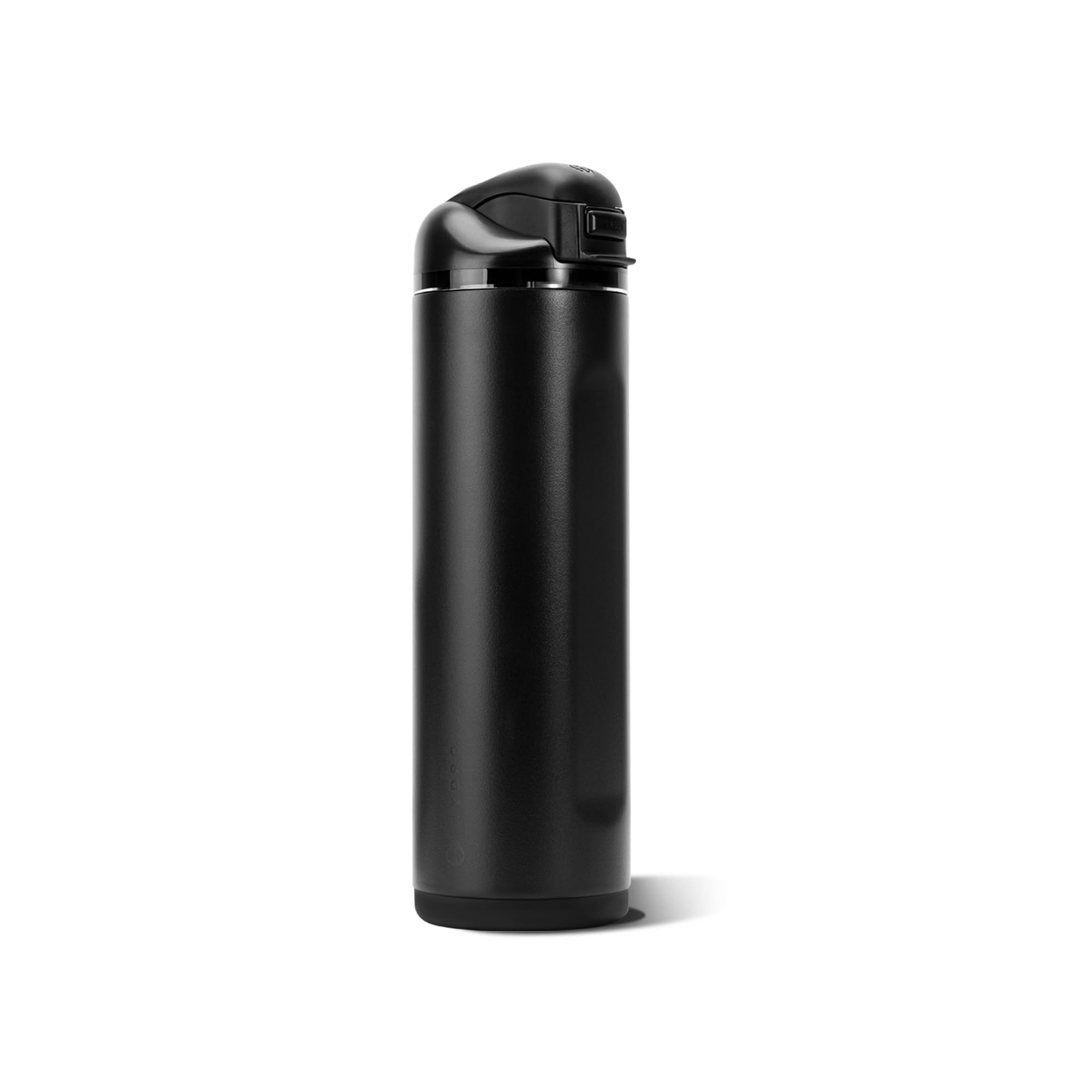 HydroJug front view showing sleek black finish and 24oz capacity benefit