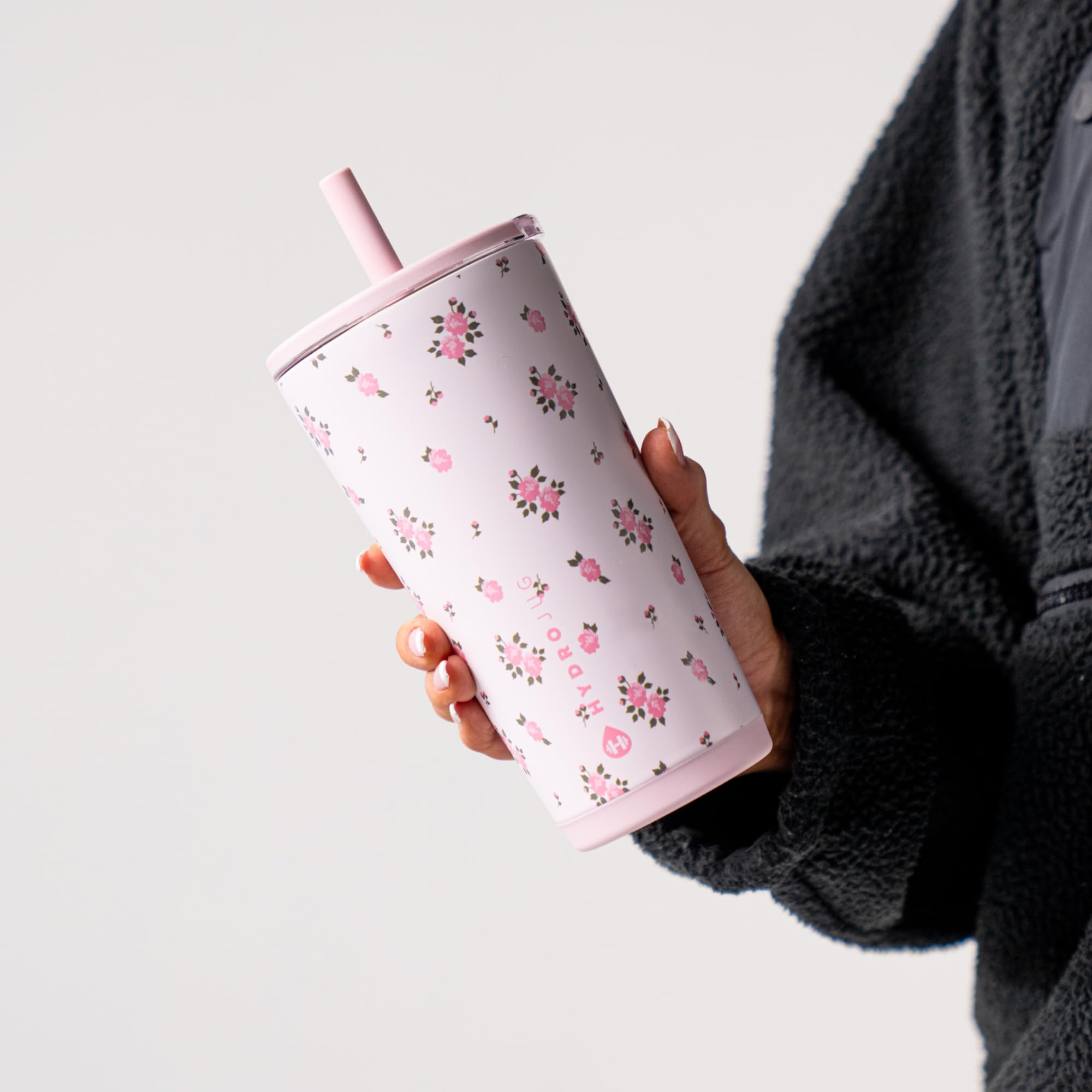 HydroJug seated in car cup holder demonstrating stability while driving
