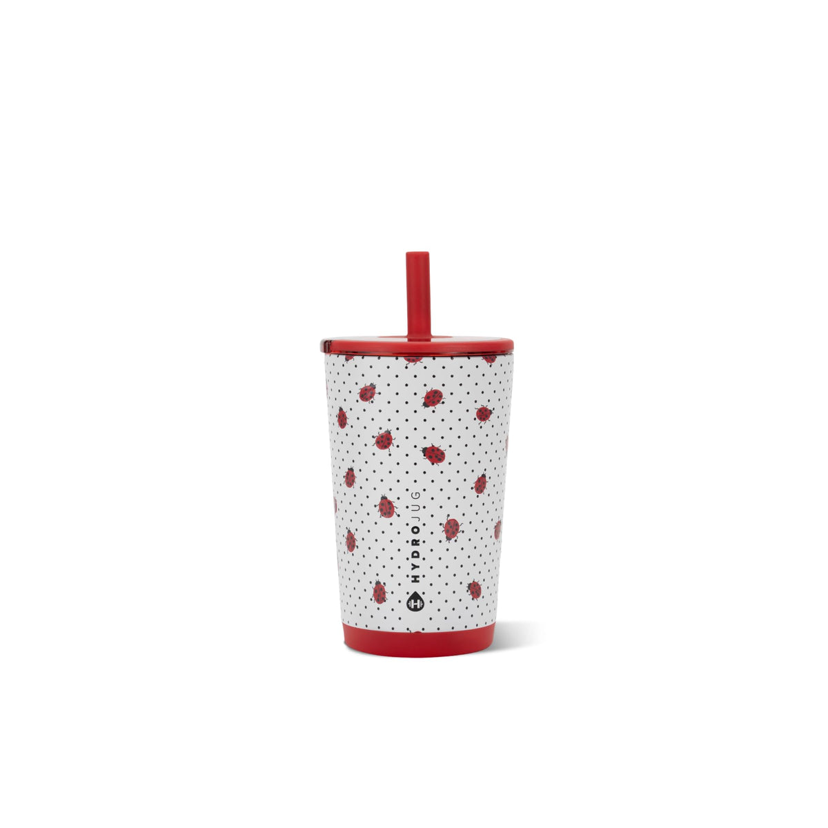 HydroJug ladybug front view showing design and compact size, easy-carry benefit