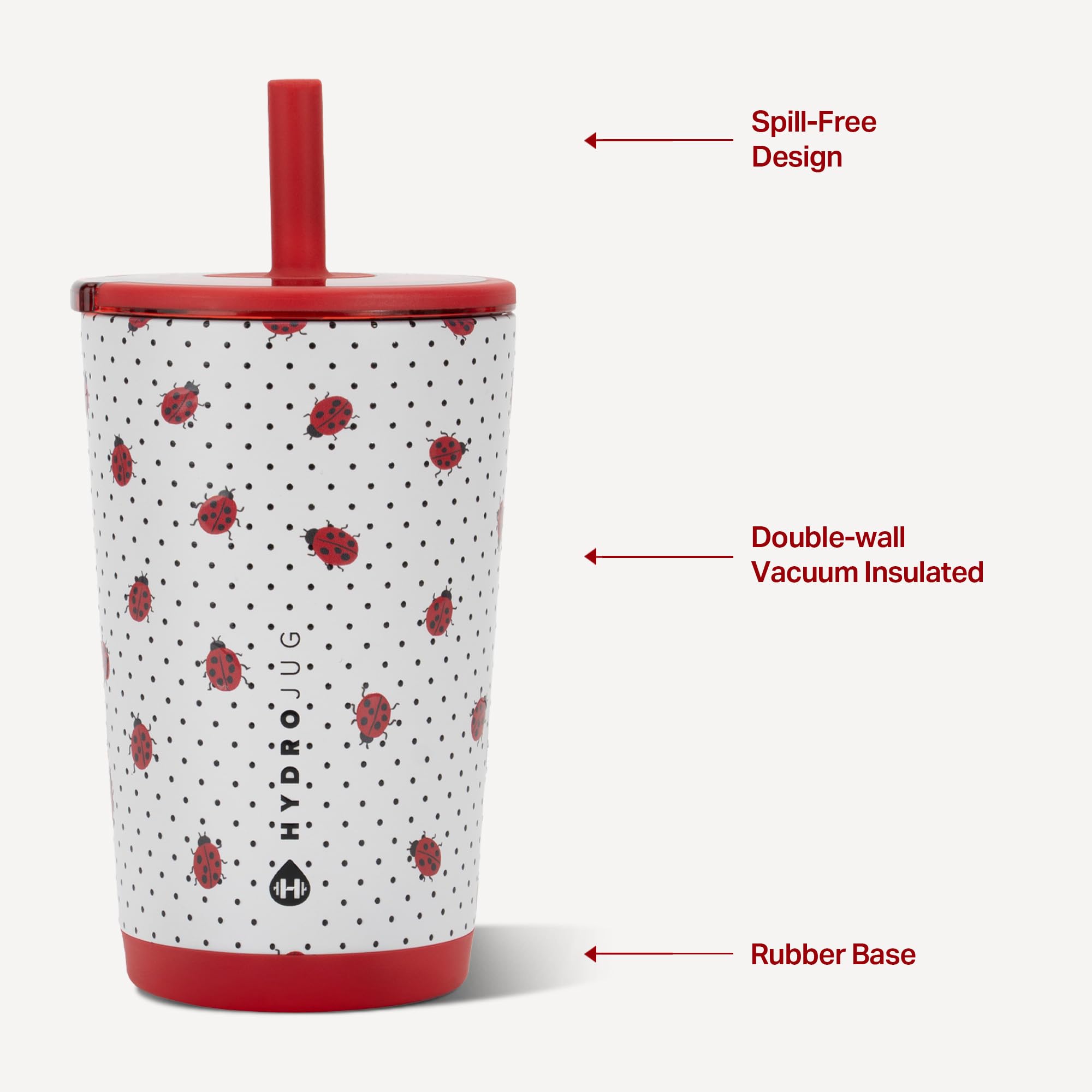 HydroJug soft-touch lid and flexible straw for effortless sipping convenience