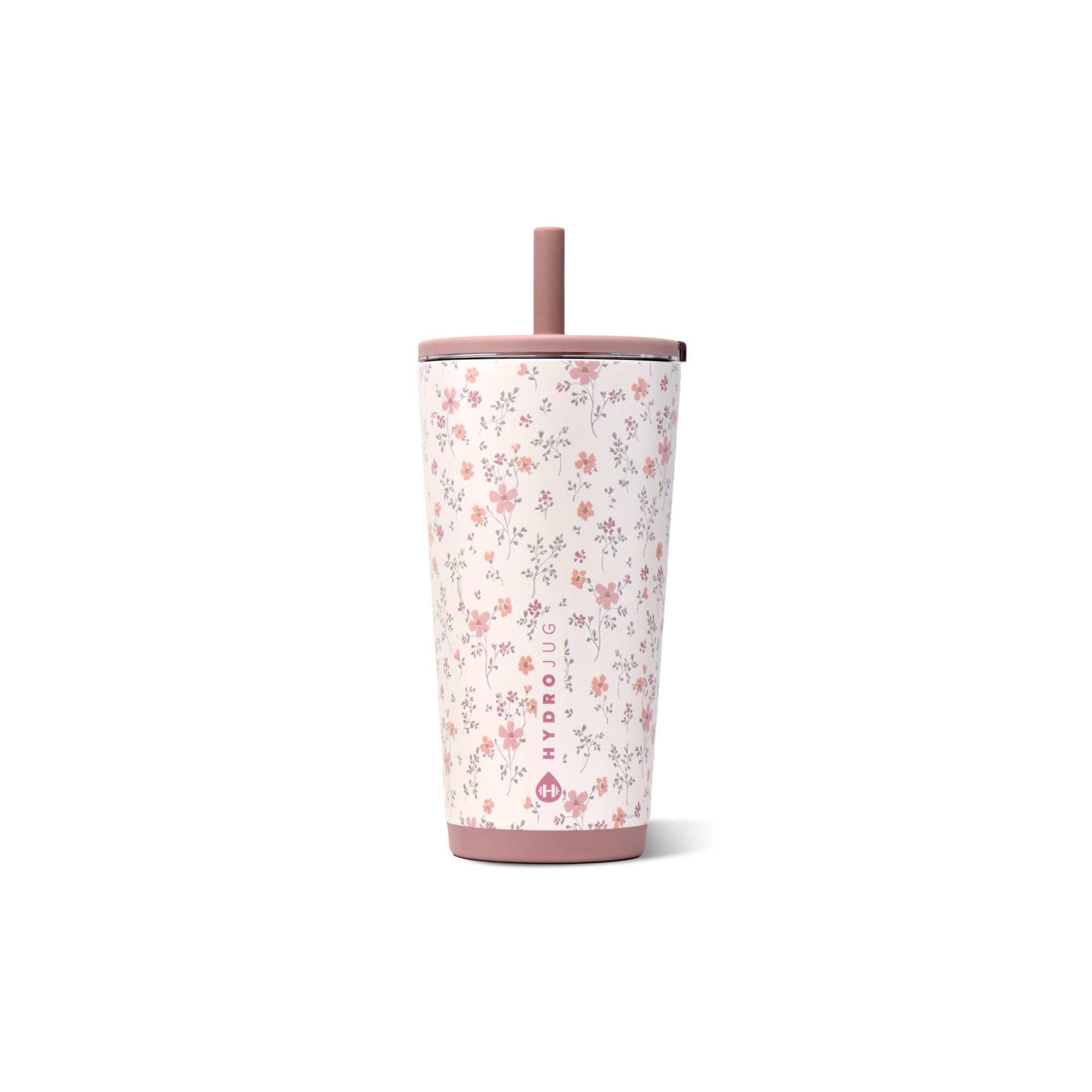 HydroJug magnolia front view showing sleek tumbler and lid, easy-carry benefit