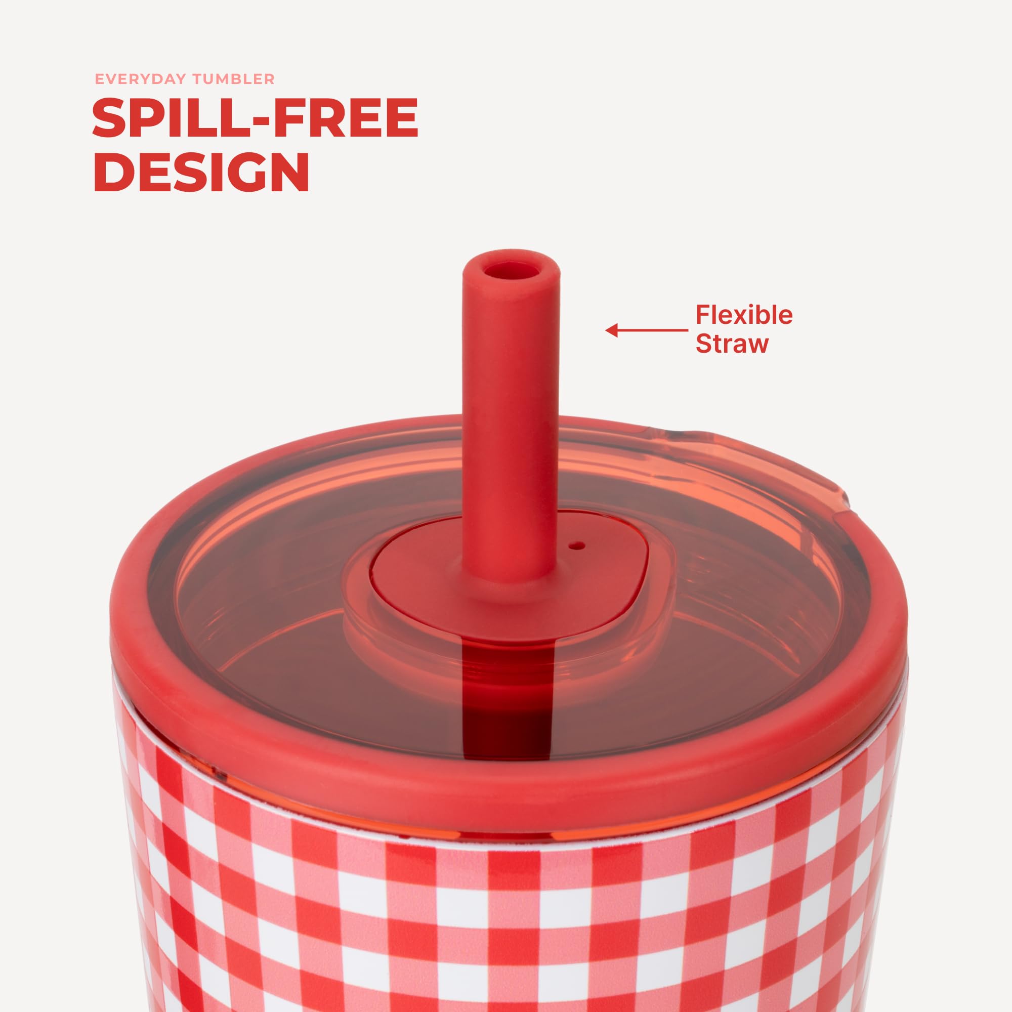HydroJug soft-touch lid and flexible straw detail for easy comfortable sipping