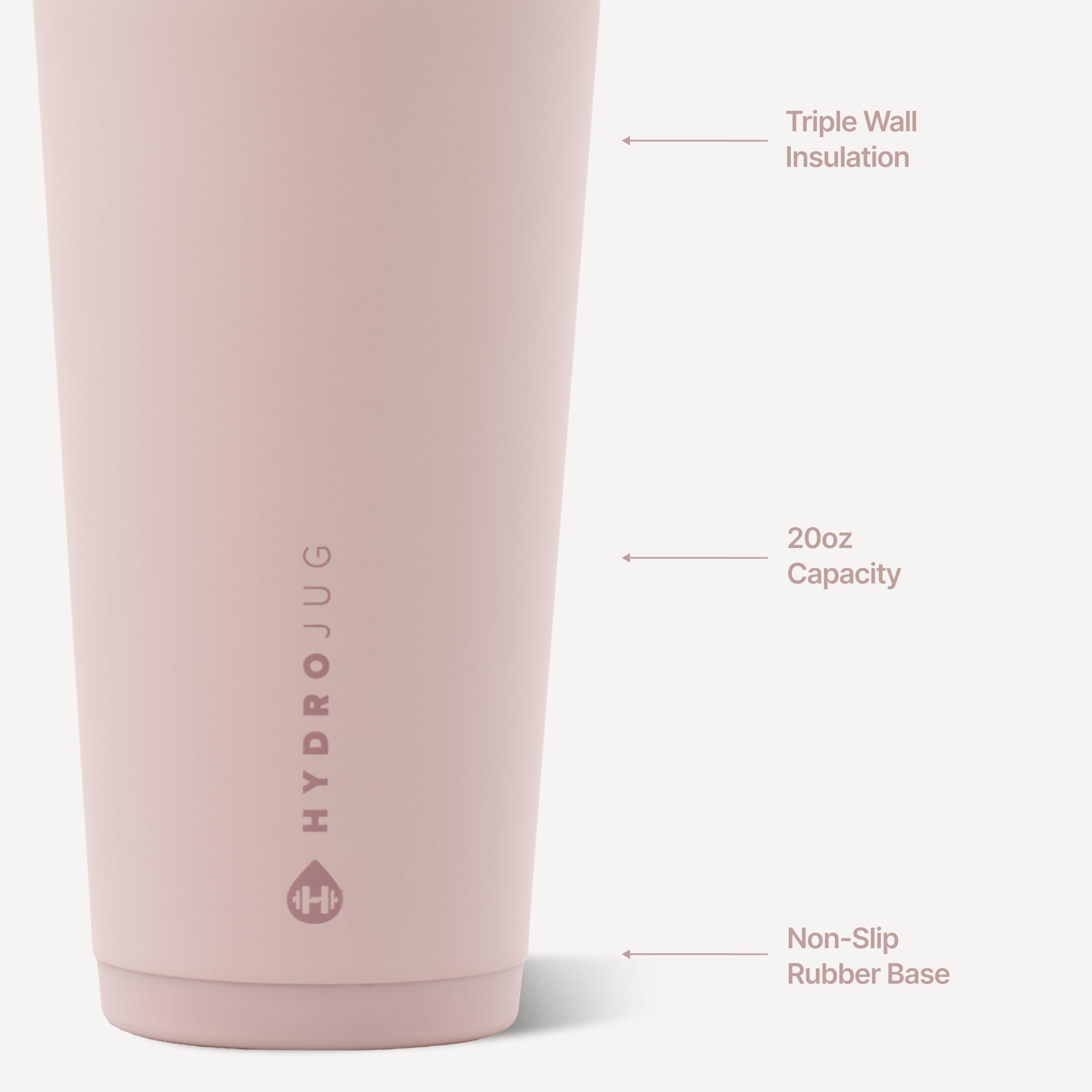 HydroJug soft-touch lid with flexible straw for comfortable sipping