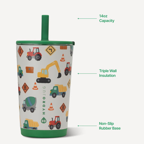 HydroJug soft-touch lid and flexible straw for easy comfortable sipping