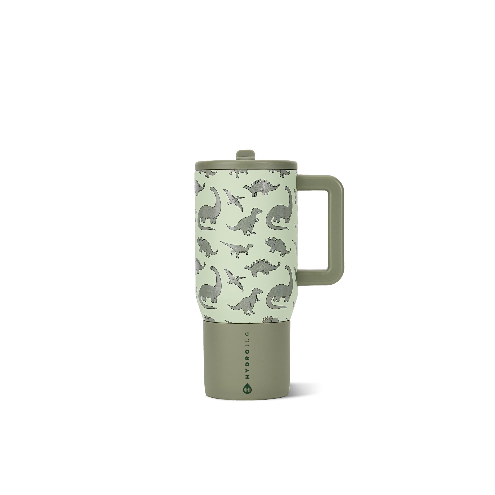 HydroJug front view showing dinosaur design and compact kid-sized shape