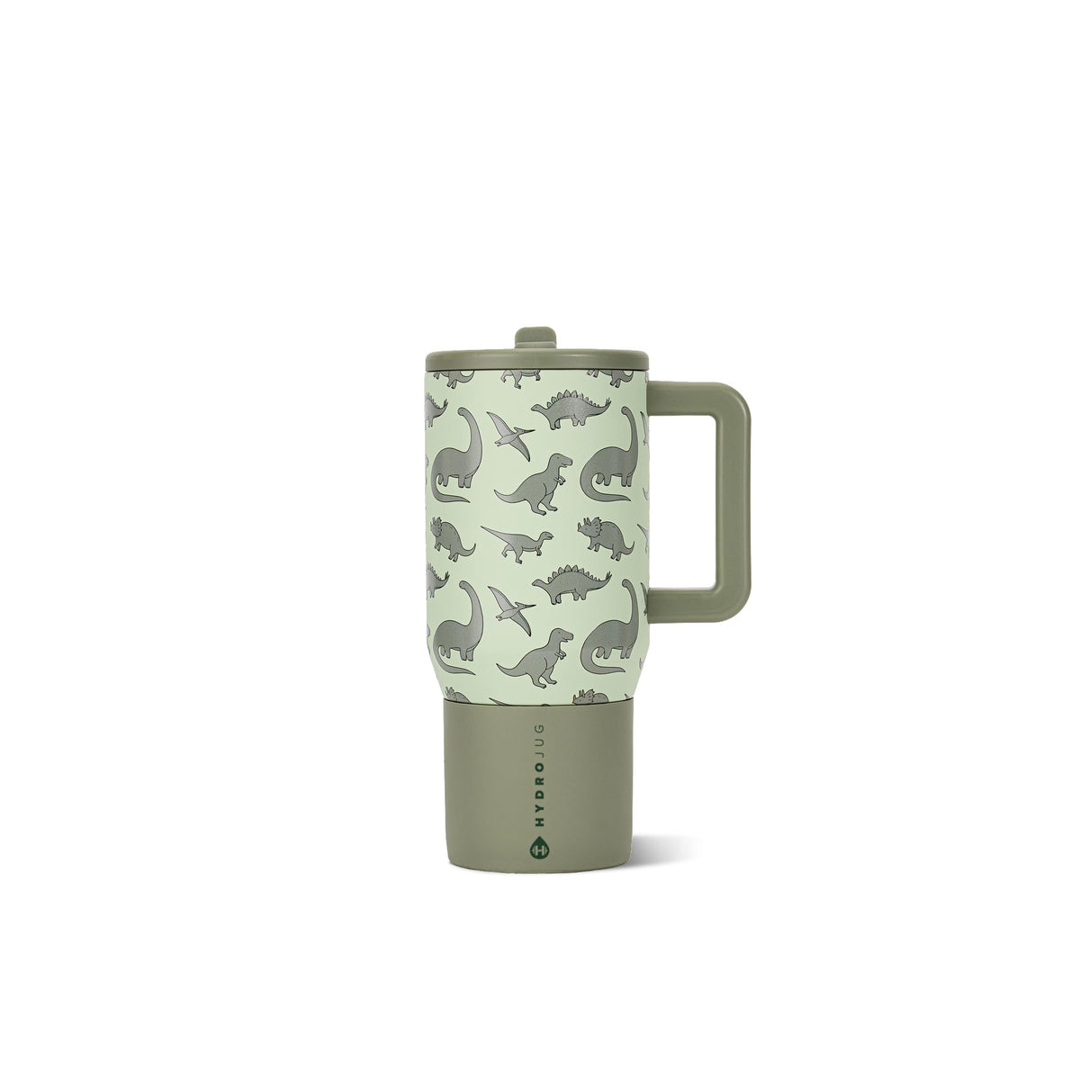 HydroJug front view showing dinosaur design and compact kid-sized shape