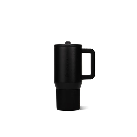 HydroJug front view showing compact insulated tumbler and clear benefits