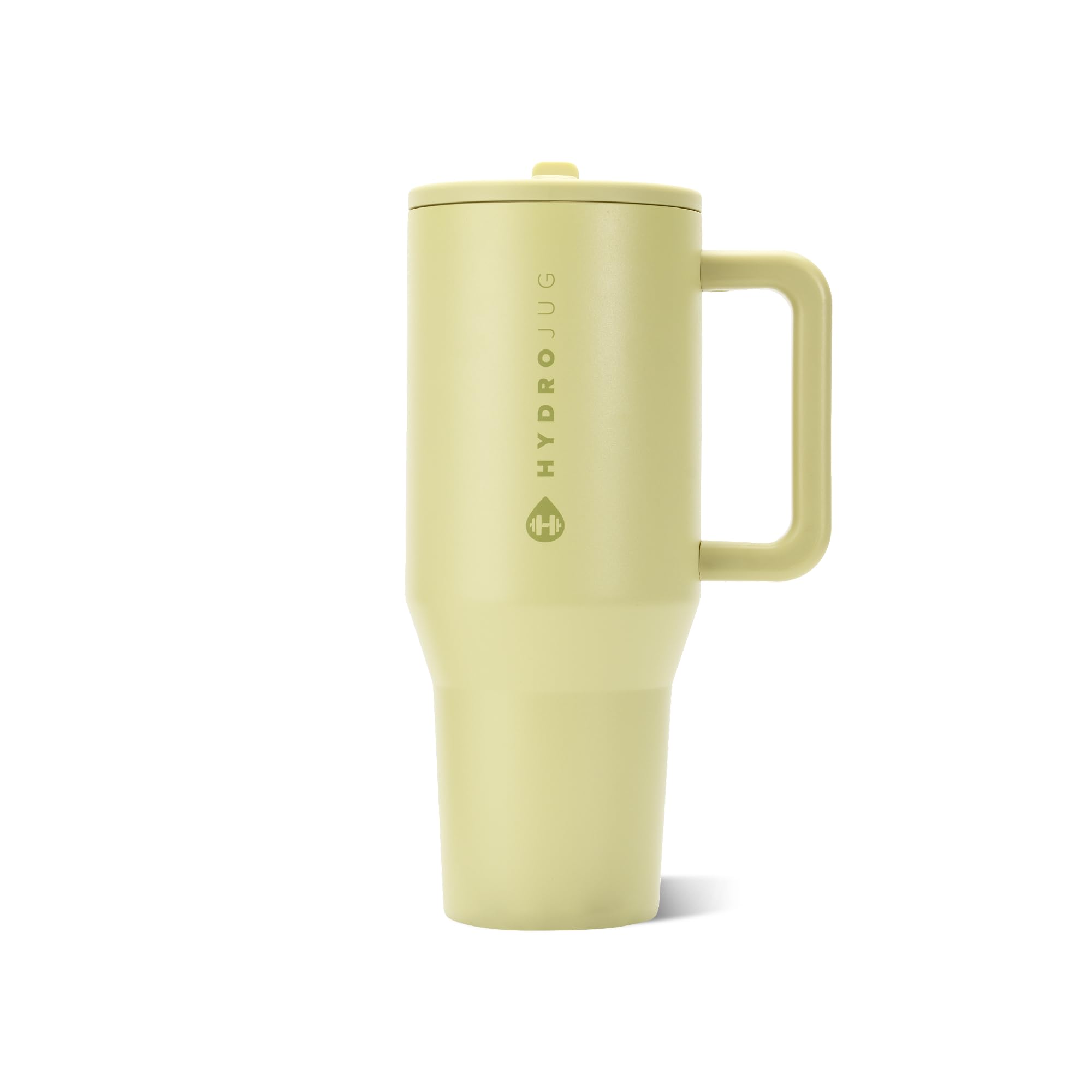 HydroJug Traveler olive front view showing full tumbler and sleek finish, durable design benefit