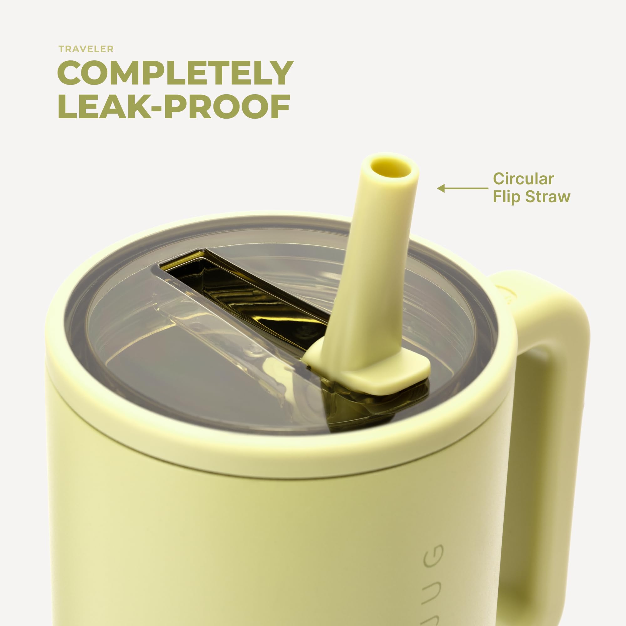HydroJug Traveler olive fitted in car cupholder showing travel convenience and stability benefit