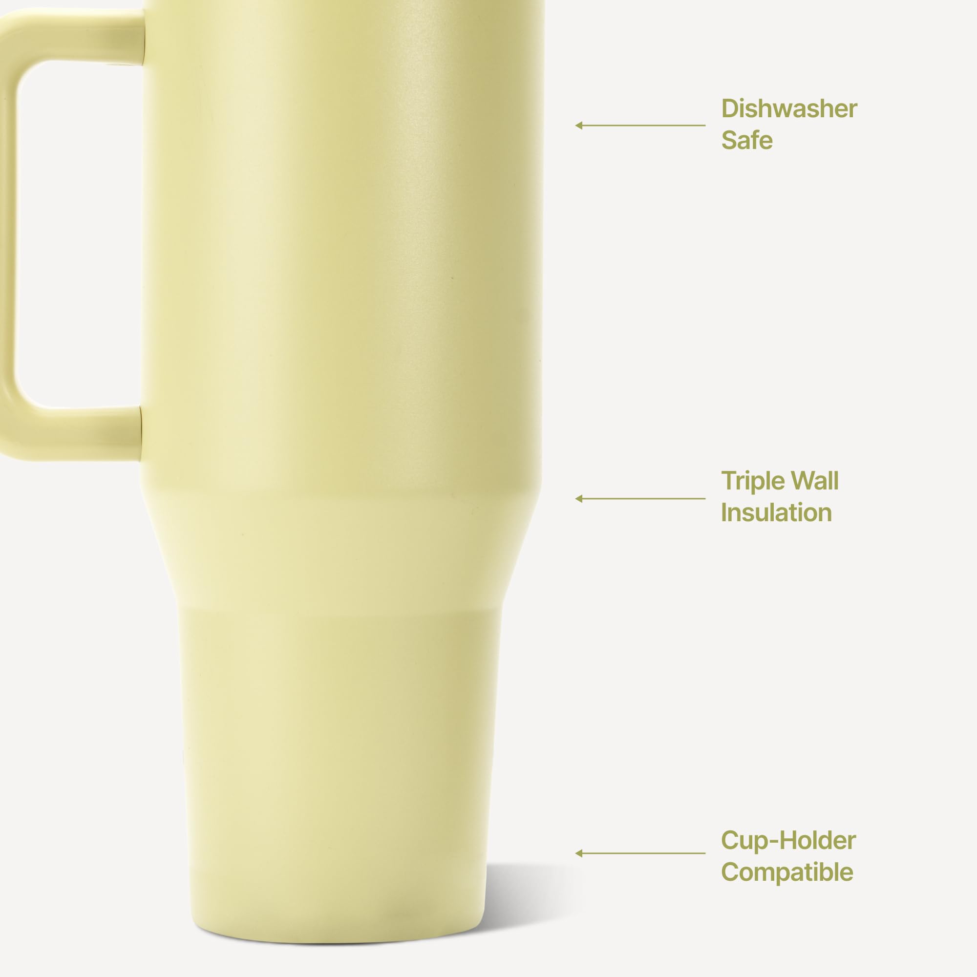 HydroJug Traveler olive lid and straw detail showing flip straw hygiene and leak resistance benefit