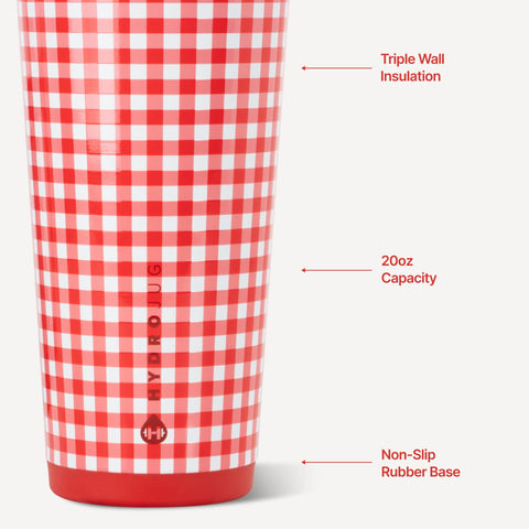 HydroJug placed in car cupholder demonstrating slim base fit and stability