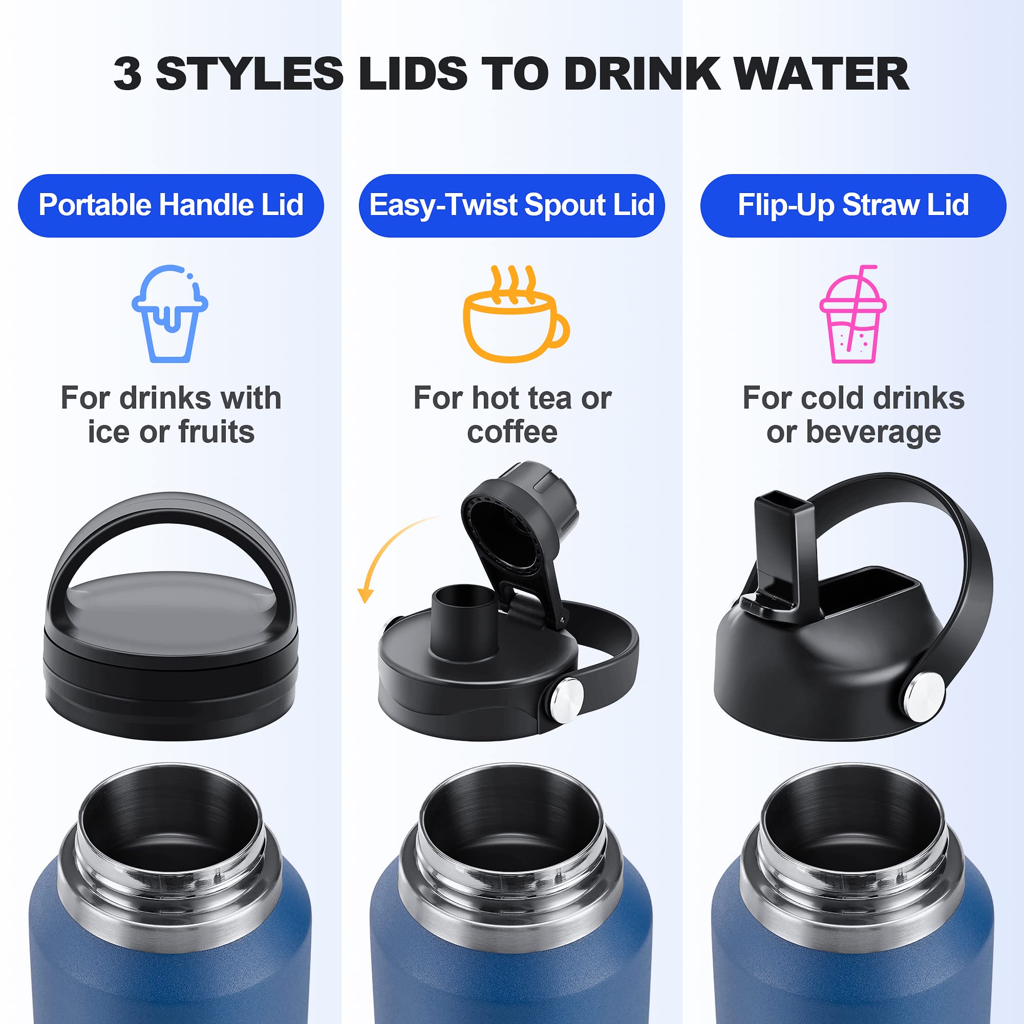HYDROWION bottle seated in car cup holder, slim design fits snug for travel