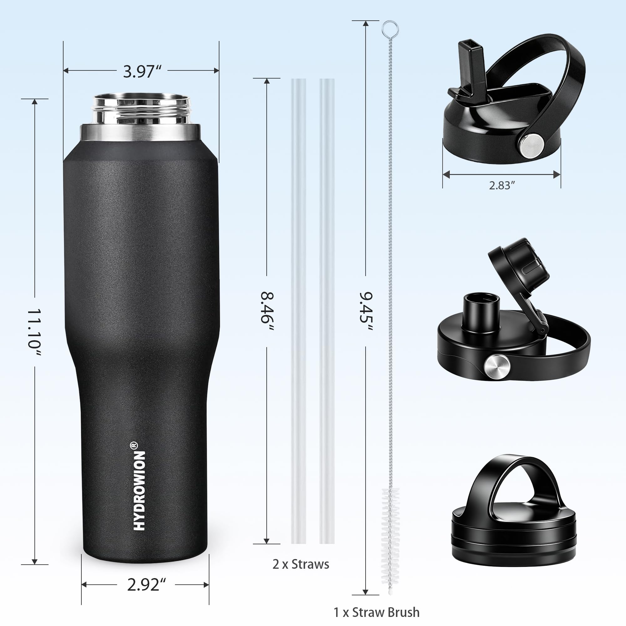 HYDROWION wide mouth filled with ice and fruit, enables long-lasting cold drinks