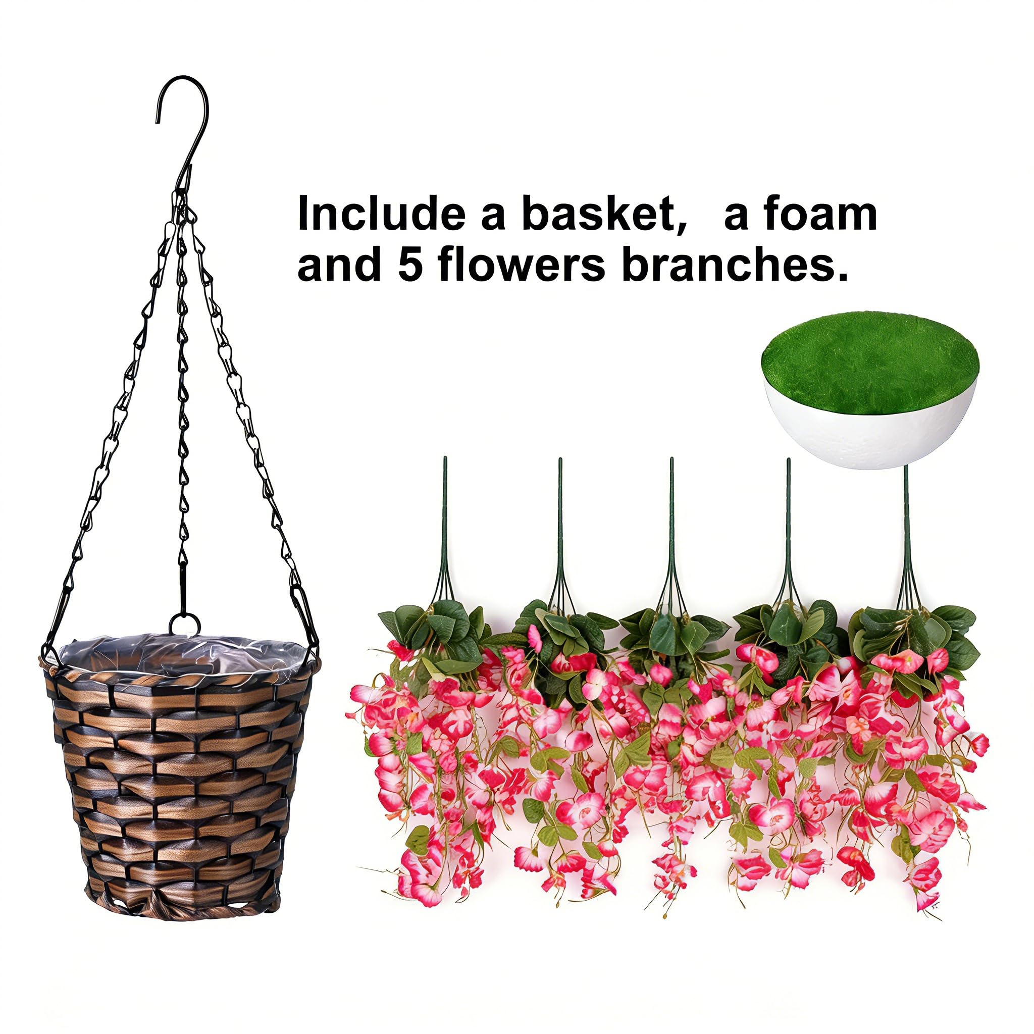 HyeFlora woven basket and metal chains showing durable hanging hardware benefit