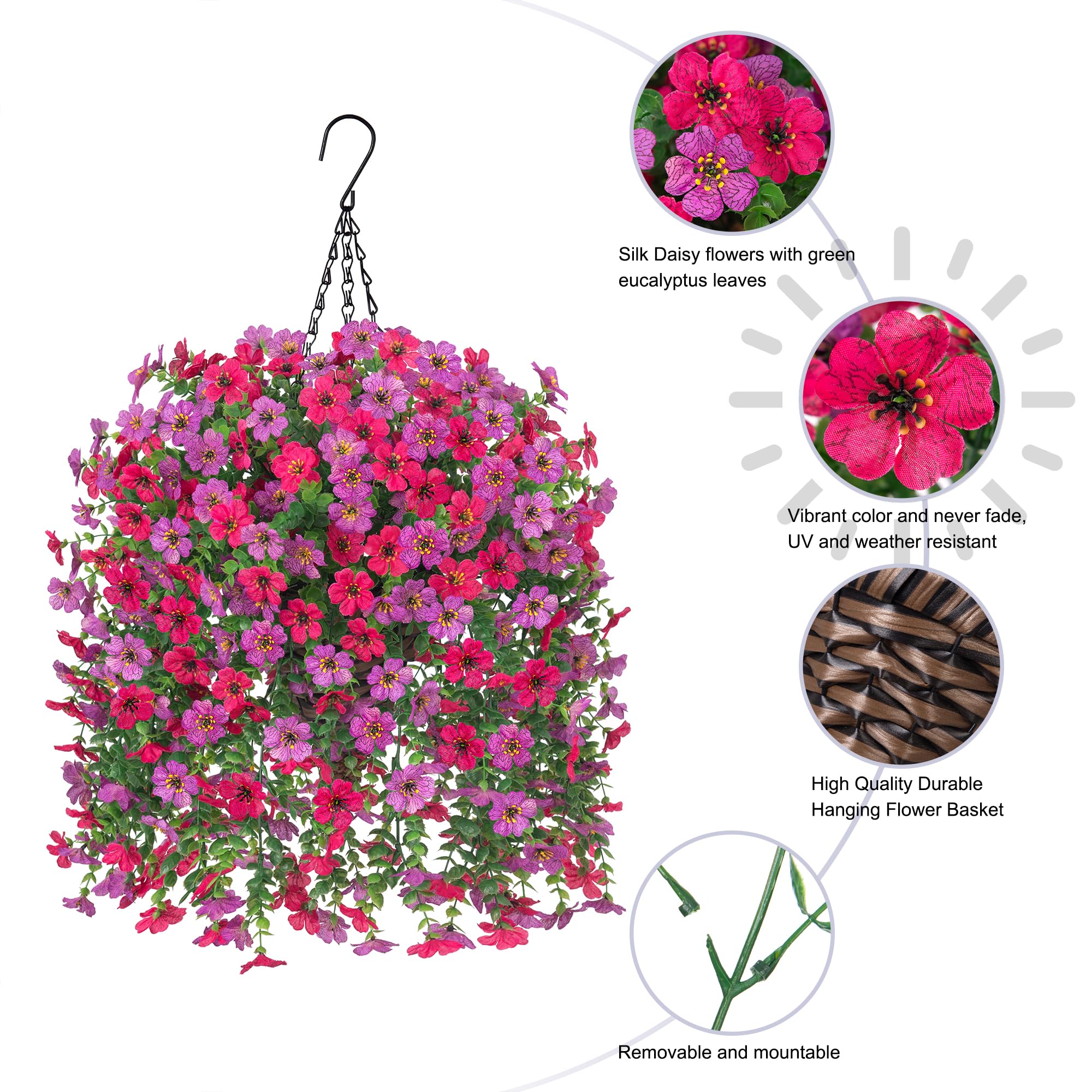 HyeFlora basket and chain detail showing rust-resistant metal and sturdy hanging hardware