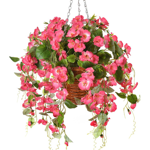 HyeFlora front view hanging basket showing full hibiscus display and curb appeal