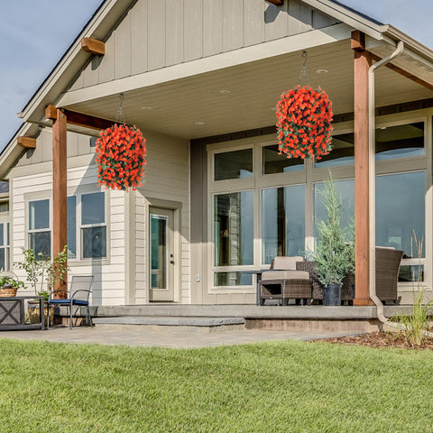 HyeFlora in use on porch setting showing autumn decor and year-round color benefit