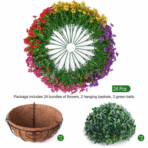 HyeFlora hanging baskets displayed on a porch adding instant low-maintenance charm