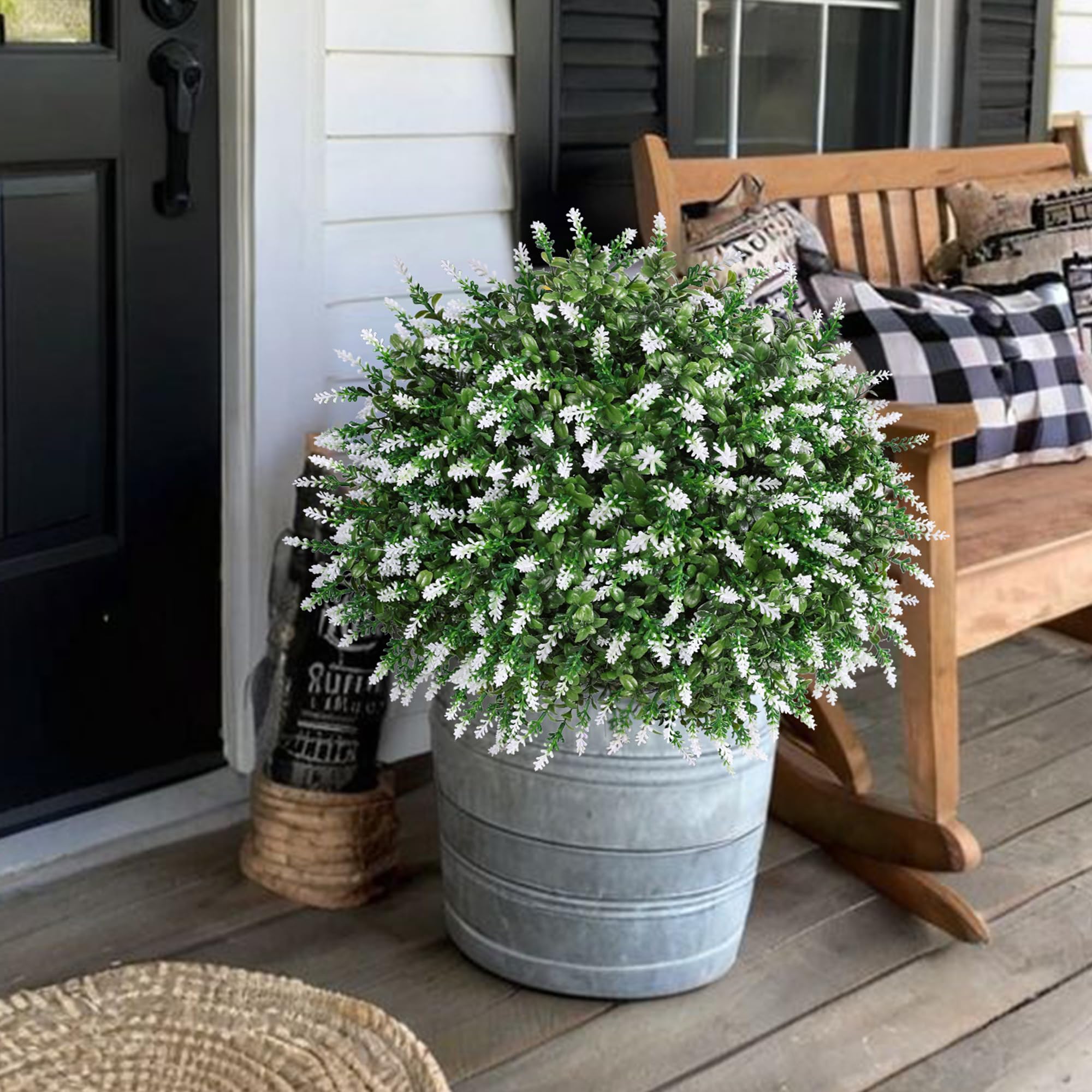 HyeFlora duo on covered patio creating maintenance-free decor