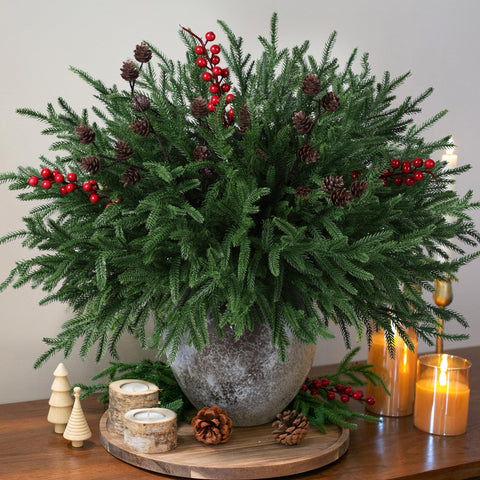 HyeFlora pinecone and red berry detail adding visual interest