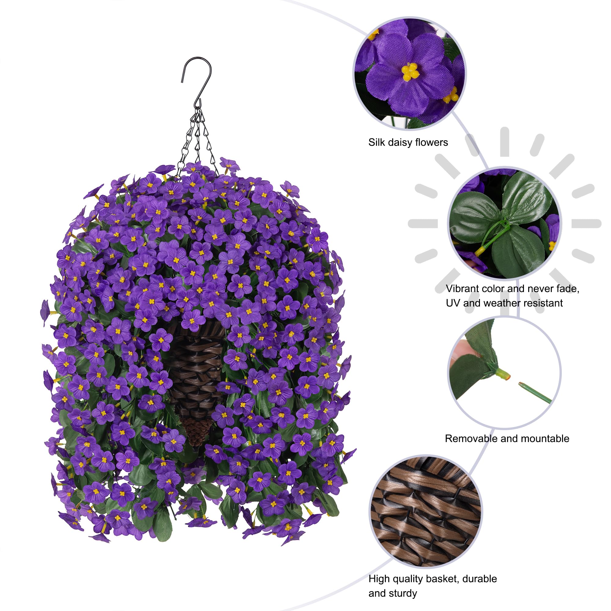 HyeFlora rattan cone basket detail showing natural look and durable construction