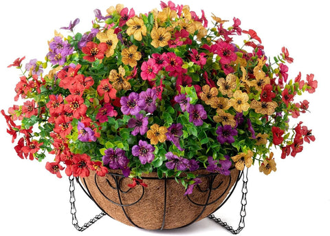 HyeFlora pair of hanging baskets styled on a patio providing year-round color
