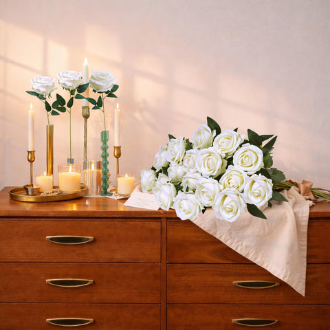 HyeFlora wedding arch decorated with ivory roses for cohesive styling